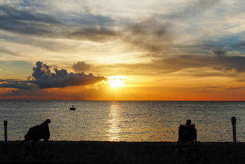 Panoramic Sunset in Cozumel, Mexico.