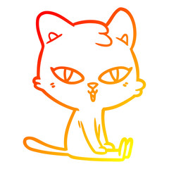 warm gradient line drawing cartoon cat