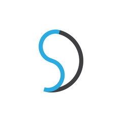 abstract letter sd curves line logo vector