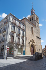 Fototapeta na wymiar SEGOVIA, SPAIN, APRIL - 15, 2016: The Romanesque church Iglesia de San Miguel.