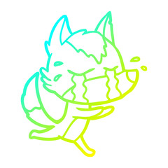 cold gradient line drawing cartoon crying wolf