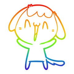rainbow gradient line drawing cute cartoon dog