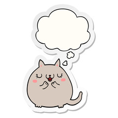 cartoon cute cat and thought bubble as a printed sticker