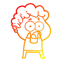 warm gradient line drawing cartoon man gasping in surprise
