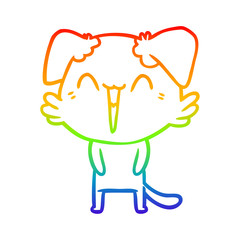rainbow gradient line drawing happy little dog cartoon