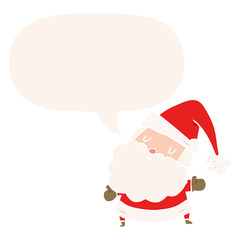 cartoon santa claus and speech bubble in retro style