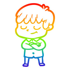 rainbow gradient line drawing cartoon happy boy