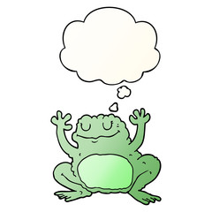 cartoon frog and thought bubble in smooth gradient style