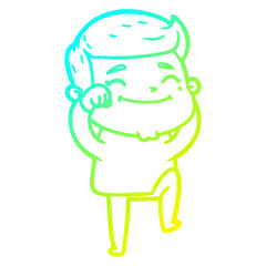 cold gradient line drawing happy cartoon man