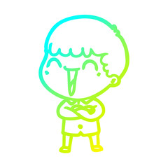 cold gradient line drawing cartoon happy man