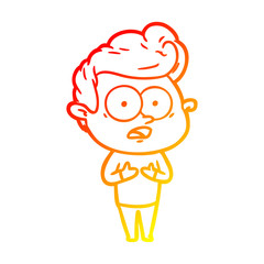 warm gradient line drawing cartoon staring man