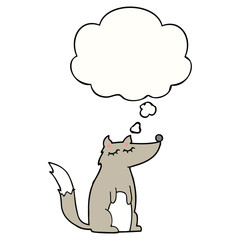 cartoon wolf and thought bubble