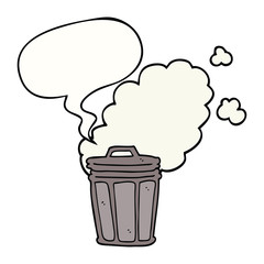 cartoon stinky garbage can and speech bubble