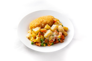 Chicken kiev, potato and vegetable