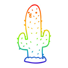 rainbow gradient line drawing cartoon cactus