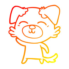 warm gradient line drawing cartoon dog