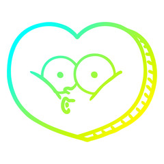 cold gradient line drawing cartoon love heart