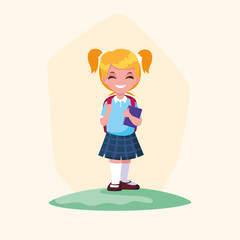 cute little student girl avatar character
