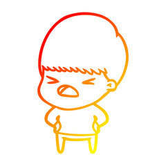 warm gradient line drawing cartoon stressed man