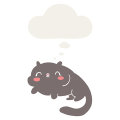 cartoon cat and thought bubble in retro style
