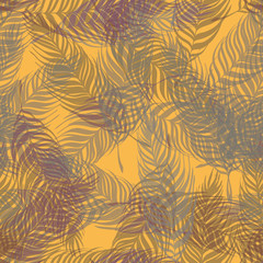Naklejka na ściany i meble Palm tree leaves tropical seamless pattern