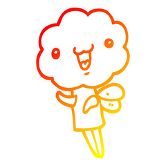 warm gradient line drawing cute cartoon cloud head creature