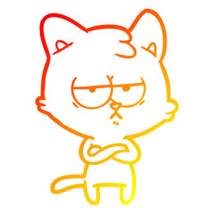 warm gradient line drawing bored cartoon cat