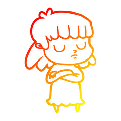 warm gradient line drawing cartoon indifferent woman