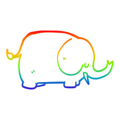 rainbow gradient line drawing cartoon elephant