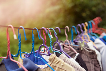 Drying clothes in the sun, concept about housekeeping