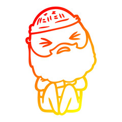 warm gradient line drawing cartoon man with beard