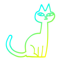 cold gradient line drawing cartoon cat