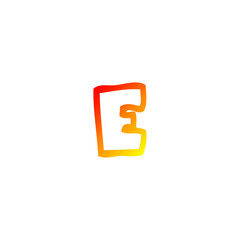 warm gradient line drawing cartoon letter e