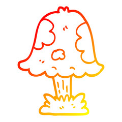 warm gradient line drawing cartoon mushroom