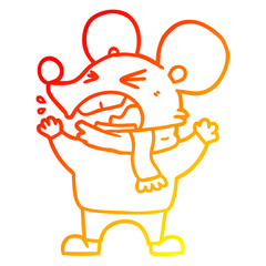warm gradient line drawing cartoon angry mouse