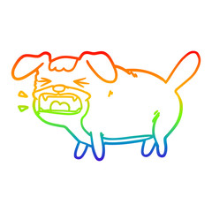 rainbow gradient line drawing cartoon dog barking