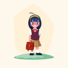 cute little student girl with schoolbag