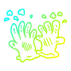 Fototapeta na wymiar cold gradient line drawing cartoon sterile gloves