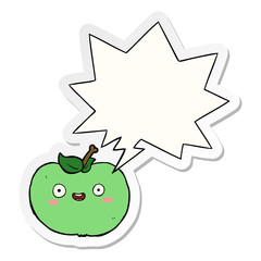 cartoon apple and speech bubble sticker