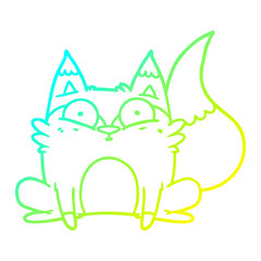 cold gradient line drawing cartoon startled fox