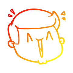 warm gradient line drawing happy cartoon male face
