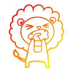 warm gradient line drawing cartoon angry lion