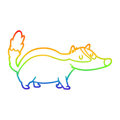 rainbow gradient line drawing cartoon badger