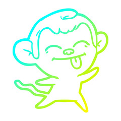 cold gradient line drawing funny cartoon monkey