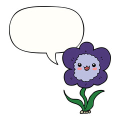 cartoon flower and speech bubble