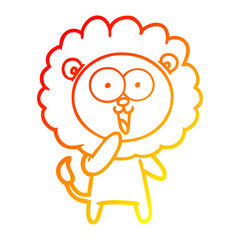 warm gradient line drawing happy cartoon lion