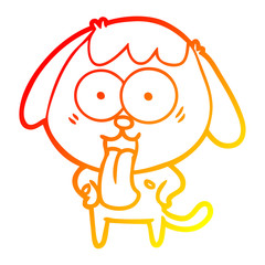 warm gradient line drawing cute cartoon dog