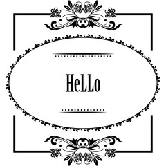 Vector illustration template hello with flower wreath leaves