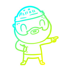 cold gradient line drawing cartoon bearded man
