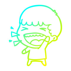 cold gradient line drawing cartoon laughing man